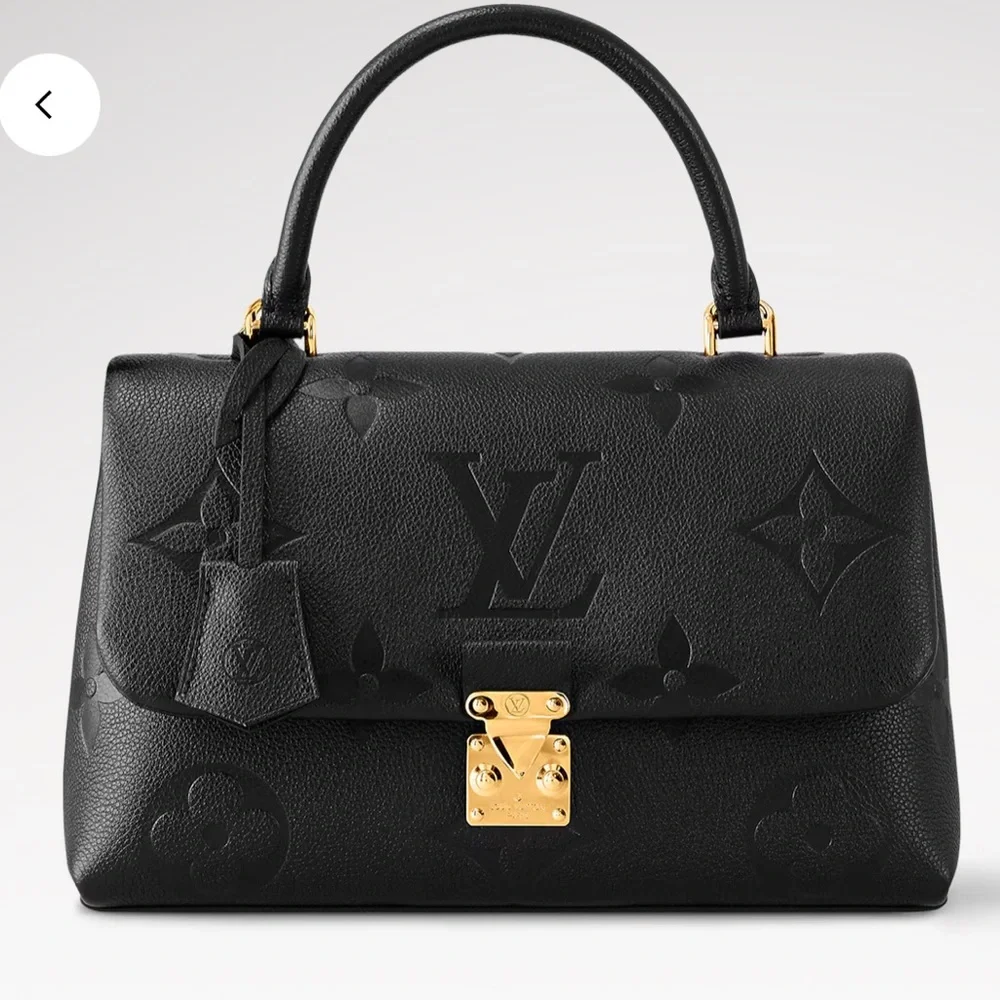 Louis Vuitton Madeleine Black Embossed Leather Top-Handle Satchel-Gold Hardware